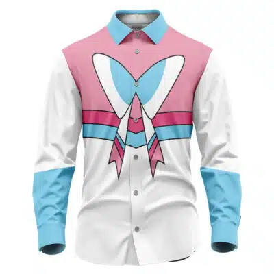 Shiny Sylveon Pokemon Long Sleeve Button Up Shirt