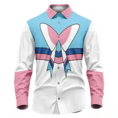 Sylveon Pokemon Long Sleeve Button Up Shirt