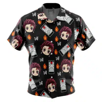 Tanjiro Kamado Demon Slayer Short Sleeve Button Up Hawaiian Shirt