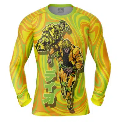Trippy Dio Jojo’s Bizarre Adventure Long Sleeve Rash Guard Compression Shirt