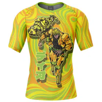 Trippy Dio Jojo’s Bizarre Adventure Short Sleeve Rash Guard Compression Shirt