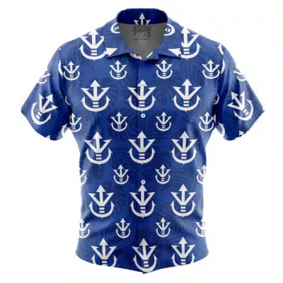 Vegeta Symbol Pattern Dragon Ball Z Short Sleeve Button Up Hawaiian Shirt