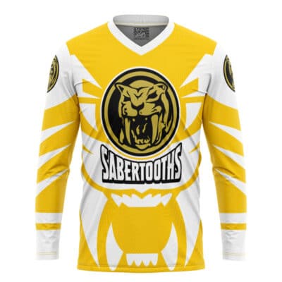 Yellow Sabertooths Trini Tran Power Rangers Hockey Jersey