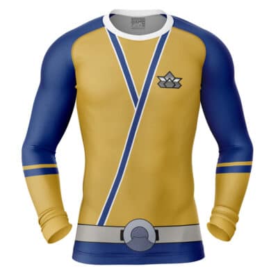 Shinken Gold Cosplay Samurai Sentai Shinkenger Long Sleeve Rash Guard Compression Shirt