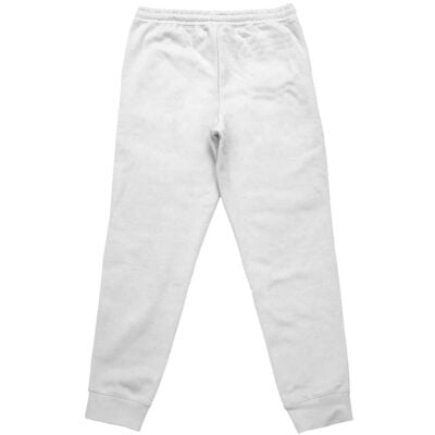 The Mirko My Hero Academia Streetwear Sweatpants, shown flat from the back on a white background, feature a plain white design with an elastic waistband and ankle cuffs.