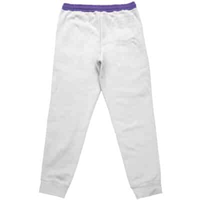 Endeavor My Hero Academia Streetwear Sweatpants shown from the back, featuring a purple elastic waistband and fitted cuffs, on a plain white background.