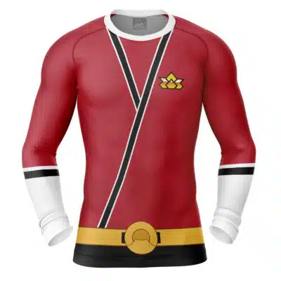 Shinken Red Cosplay Samurai Sentai Shinkenger Long Sleeve Rash Guard Compression Shirt
