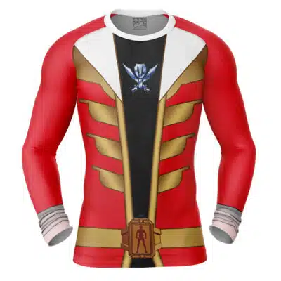 Gokai Red Cosplay Kaizoku Sentai Gokaiger Long Sleeve Rash Guard Compression Shirt