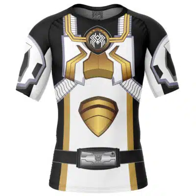 Spider Kumonos Cosplay Ohsama Sentai King-Ohger Short Sleeve Rash Guard Compression Shirt