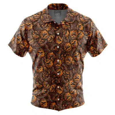 Chewbacca Pattern Star Wars Short Sleeve Button Up Hawaiian Shirt
