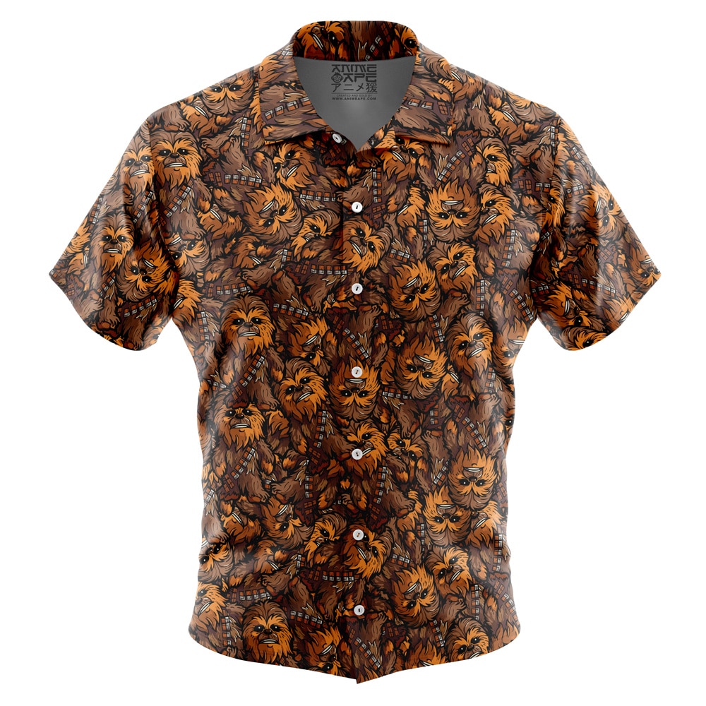 Chewbacca Pattern Star Wars Short Sleeve Button Up Hawaiian Shirt