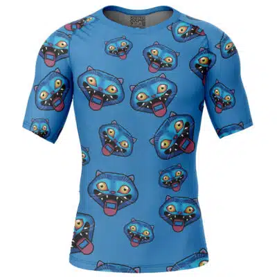 Derpy Tiger Pattern K-Pop Demon Hunters Short Sleeve Rash Guard Compression Shirt