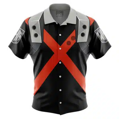 Katsuki Bakugo World Heroes My Hero Academia Short Sleeve Button Up Hawaiian Shirt