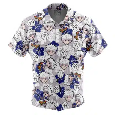 Killua Pattern Hunter X Hunter Short Sleeve Button Up Hawaiian Shirt