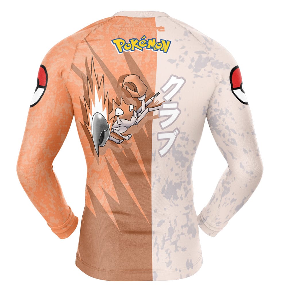 Krabby Attack Pokemon Long Sleeve Rash Guard Compression Shirt - Image 2