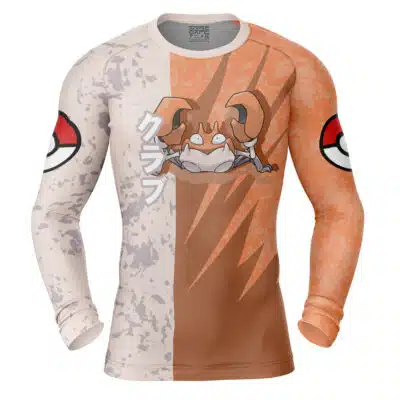 Krabby Attack Pokemon Long Sleeve Rash Guard Compression Shirt