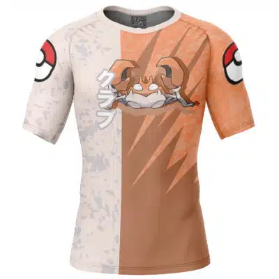 Krabby Attack Pokemon Short Sleeve Rash Guard Compression Shirt