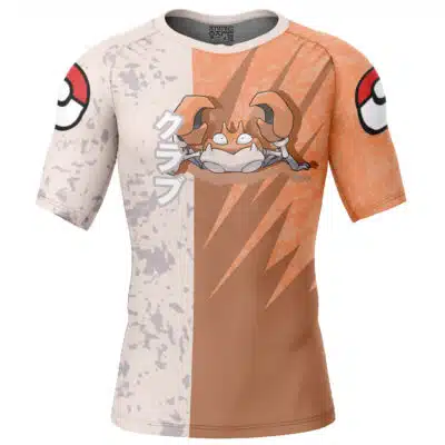Krabby Attack Pokemon Short Sleeve Rash Guard Compression Shirt