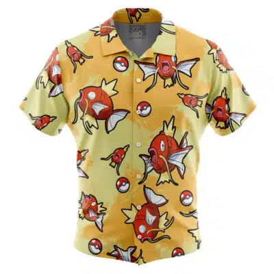 Magikarp Pattern Pokemon Short Sleeve Button Up Hawaiian Shirt