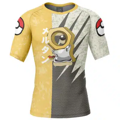 Meltan Attack Pokemon Short Sleeve Rash Guard Compression Shirt