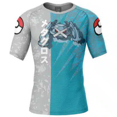Metagross Attack Pokemon Short Sleeve Rash Guard Compression Shirt