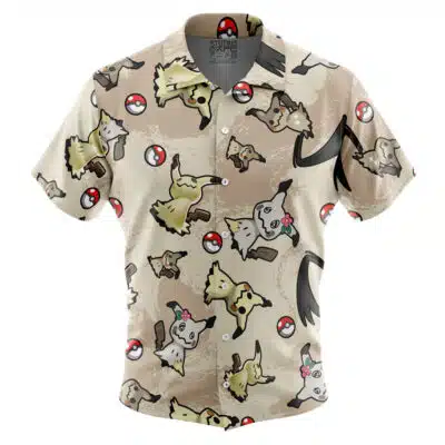Mimikyu Pattern Pokemon Short Sleeve Button Up Hawaiian Shirt