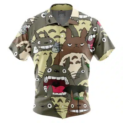 My Neighbor Totoro Pattern Studio Ghibli Short Sleeve Button Up Hawaiian Shirt