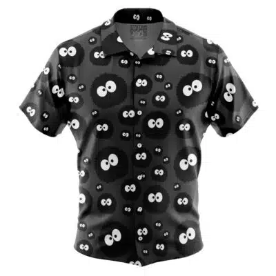 No Face and Soot Sprites Spirited Away Studio Ghibli Short Sleeve Button Up Hawaiian Shirt