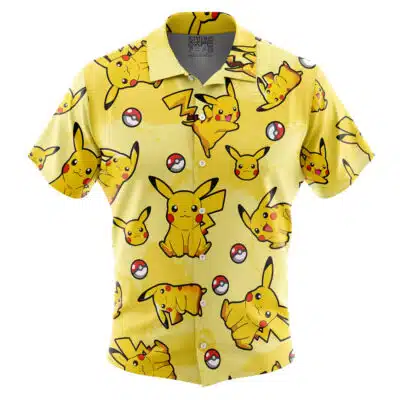 Pikachu Pattern Pokemon Short Sleeve Button Up Hawaiian Shirt