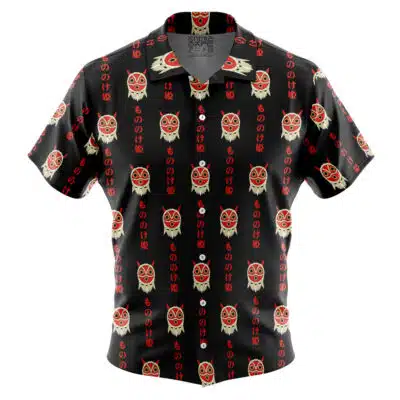 Princess Mononoke Forest Spirit Pattern Spirited Away Studio Ghibli Short Sleeve Button Up Hawaiian Shirt