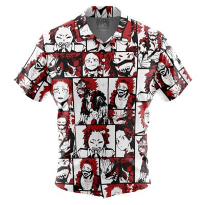 Red Riot Pattern My Hero Academia Short Sleeve Button Up Hawaiian Shirt