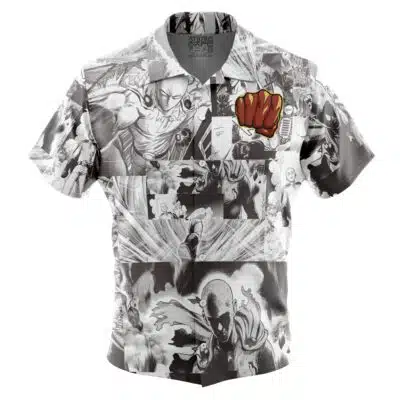 Saitama One Punch Man Short Sleeve Button Up Hawaiian Shirt
