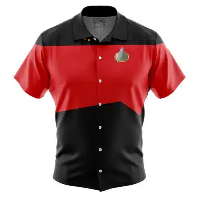 The Next Generation Red Star Trek Short Sleeve Button Up Hawaiian Shirt