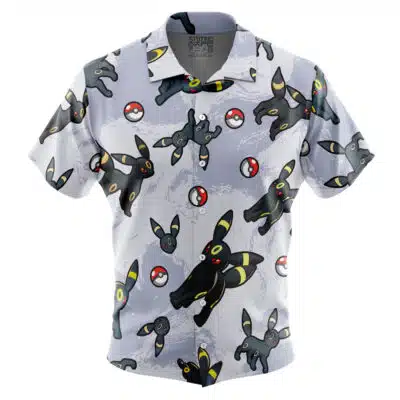 Umbreon Pattern Pokemon Short Sleeve Button Up Hawaiian Shirt