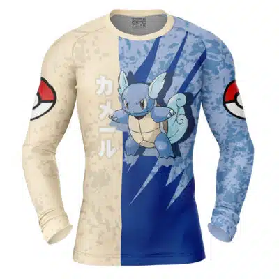 Wartortle Attack Pokemon Long Sleeve Rash Guard Compression Shirt