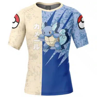 Wartortle Attack Pokemon Short Sleeve Rash Guard Compression Shirt