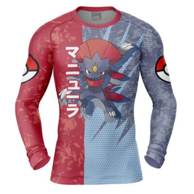 Weavile Attack Pokemon Long Sleeve Rash Guard Compression Shirt