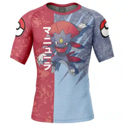 Weavile Attack Pokemon Short Sleeve Rash Guard Compression Shirt