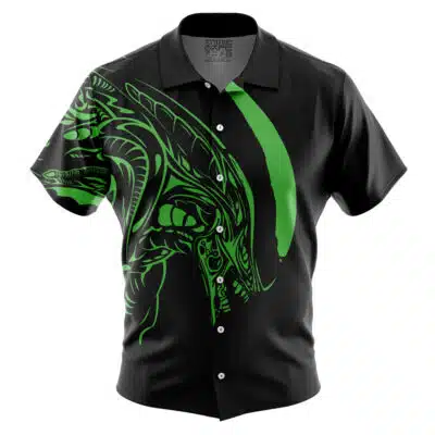 Xenomorph Alien Short Sleeve Button Up Hawaiian Shirt