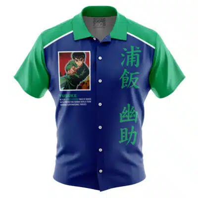 Yusuke Urameshi Yuyu Hakusho Short Sleeve Button Up Hawaiian Shirt