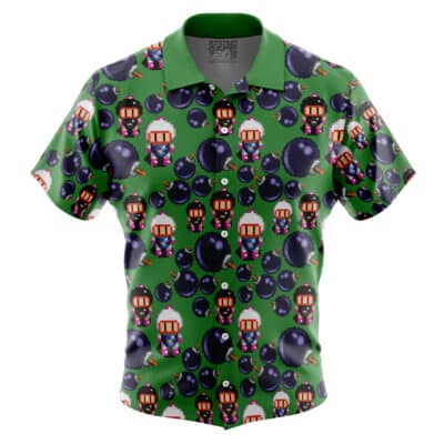 Super Bomberman Pattern Button Up Hawaiian Shirt