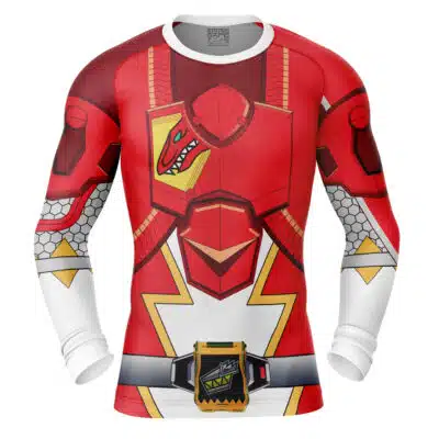 King Kyoryu Red Cosplay Ohsama Sentai King-Ohger Long Sleeve Rash Guard Compression Shirt
