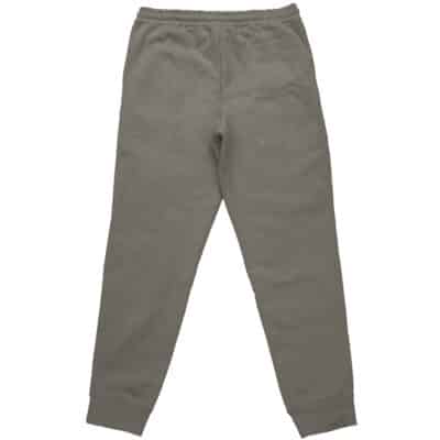 Evelyn Zenless Zone Zero Streetwear Sweatpants in gray, shown laid flat from the back with an elastic waistband and cuffed ankles against a white background.