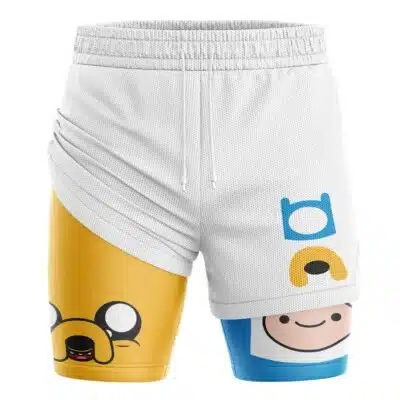 The My Neighbor Totoro V3 Studio Ghibli 2-in-1 Performance Shorts feature white fabric with playful Totoro-inspired cartoon faces on each leg.