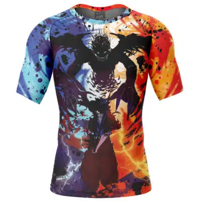 Asta And His Devil Liebe Black Clover Short Sleeve Rash Guard Compression Shirt