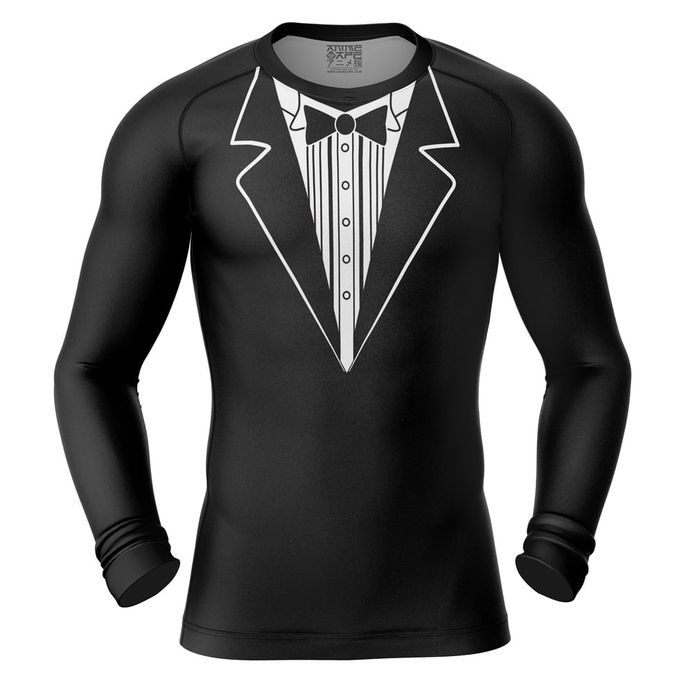 Funny Tuxedo Pop Culture Long Sleeve Rash Guard Compression Shirt