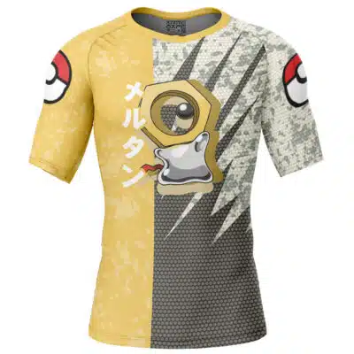 Meltan Attack Pokemon Short Sleeve Rash Guard Compression Shirt