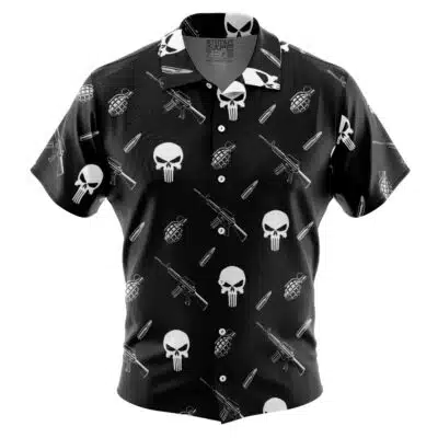 Punisher Marvel Button Up Hawaiian Shirt