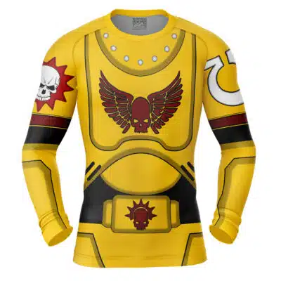 Yellow Space Marine Warhammer Long Sleeve Rash Guard Compression Shirt