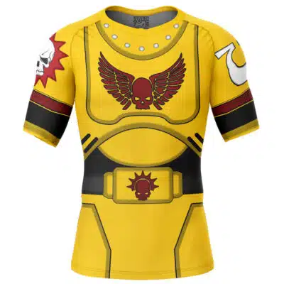 Yellow Space Marine Warhammer Short Sleeve Rash Guard Compression Shirt